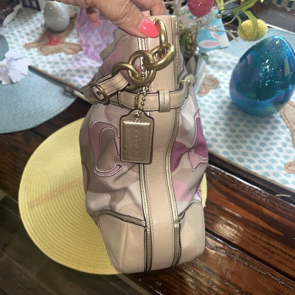 Coach Colette Pink Tan Signature Beige Leather Hobo Bag #16441 - Picture 5 of 13